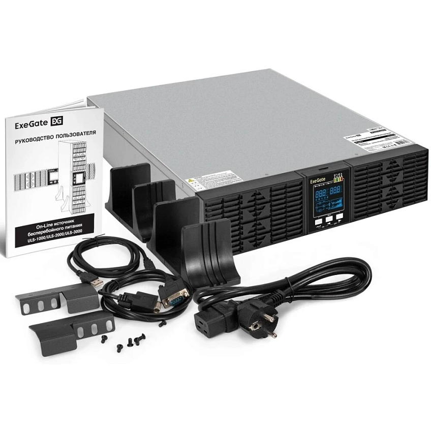 ИБП ExeGate PowerExpert ULS-2000.LCD.AVR.6C13.USB.RS232.SNMP.BC.2U (C13, USB) - фото 7