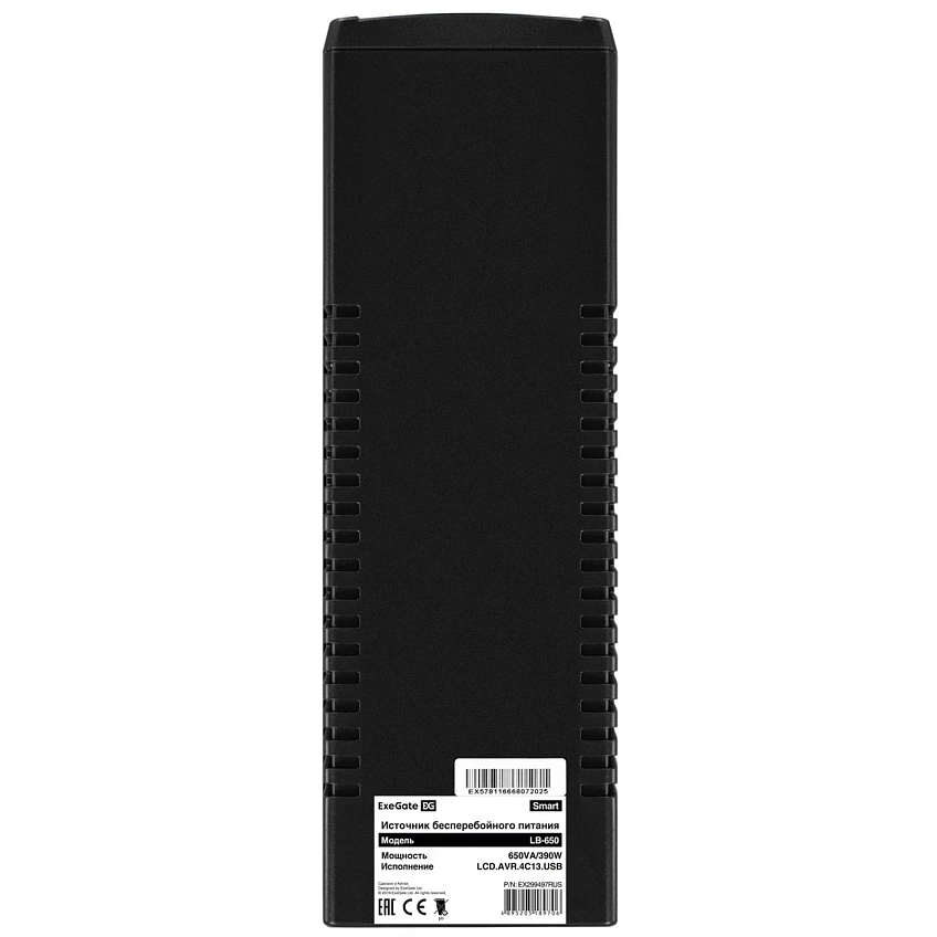 ИБП ExeGate Smart LB-650.LCD.AVR.4C13.USB - фото 8