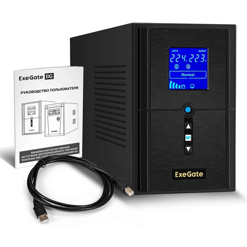 ИБП ExeGate SineTower SN-1000.LCD.AVR.2SH.1C13.USB - фото 3