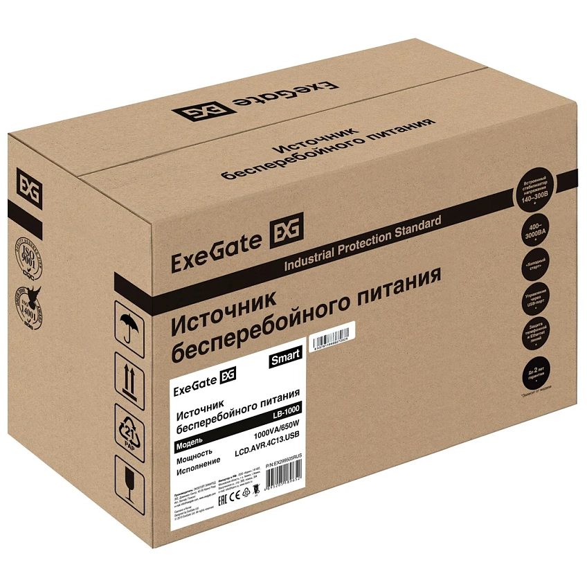 ИБП ExeGate Smart LB-1000.LCD.AVR.4C13.USB - фото 9