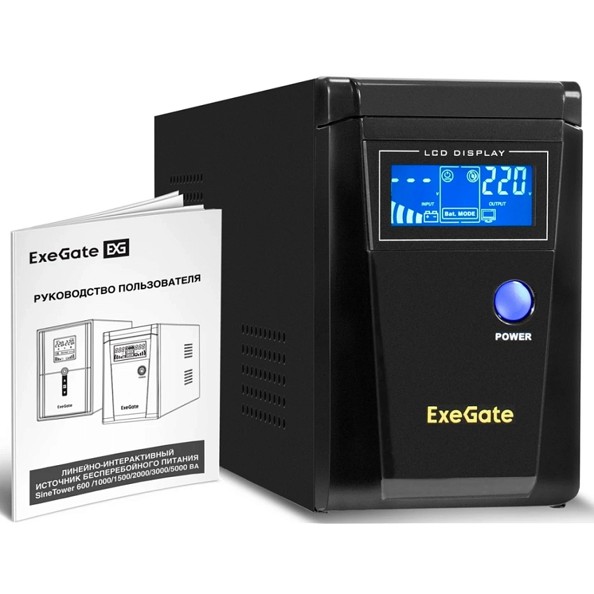 ИБП ExeGate SineTower SN-600.LCD.AVR.2SH - фото 4