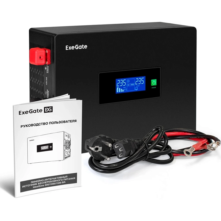 ИБП + батарея ExeGate IdealSine SR-1500.LCD.2SH + 2x HRL 12-45 (45Ач) - фото 5