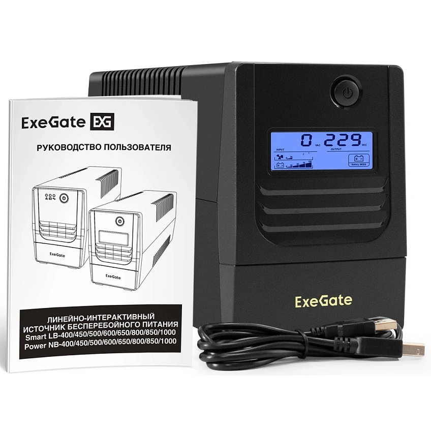 ИБП ExeGate Smart LB-1000.LCD.AVR.2SH.USB - фото 2
