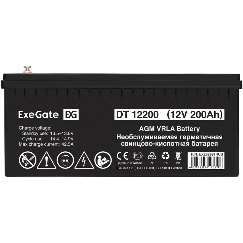 ИБП + батарея ExeGate FineSine SX-1000.LCD.AVR.2SH + DT 12200 (200Ач) - фото 8