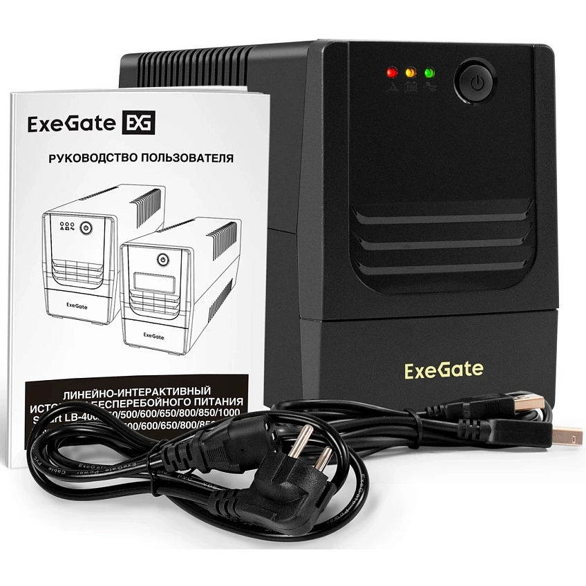 ИБП + батарея ExeGate Power NB-1000.LED.AVR.4C13.USB - фото 7