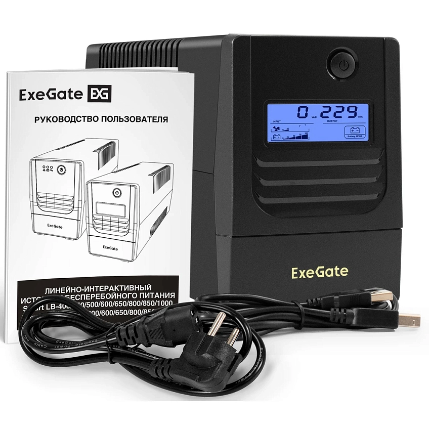 ИБП ExeGate Smart LB-1000.LCD.AVR.4C13.USB - фото 2