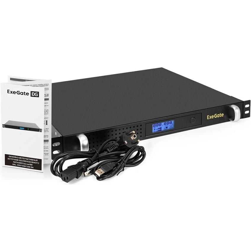 ИБП ExeGate 1U ServerRM UNL-1000.LCD.AVR.6C13.RJ.USB.1U - фото 1