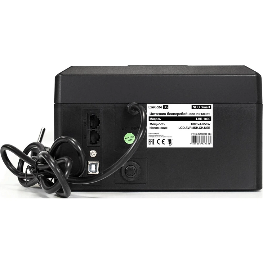 ИБП ExeGate NEO Smart LHB-800.LCD.AVR.8SH.CH.USB - фото 3