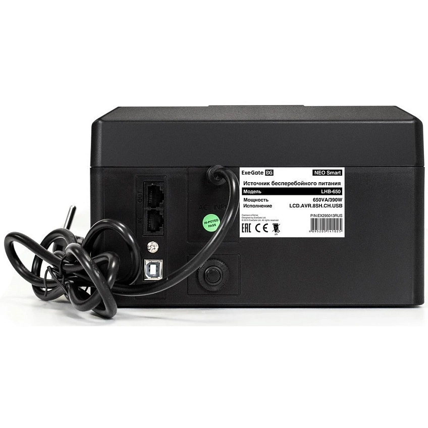 ИБП ExeGate NEO Smart LHB-650.LCD.AVR.8SH.CH.RJ.USB - фото 3