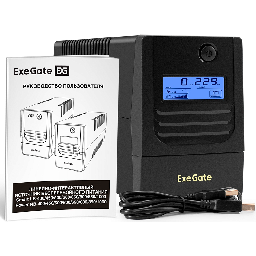 ИБП ExeGate Smart LB-800.LCD.AVR.2SH.USB - фото 7